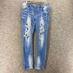 Machine Jeans Men 33 Blue Denim Light Wash Distressed Skinny Mid Rise Pockets